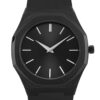 Personalized Sleek Minimalist Watch – Cosmic Black Dial, Black Silicone Strap