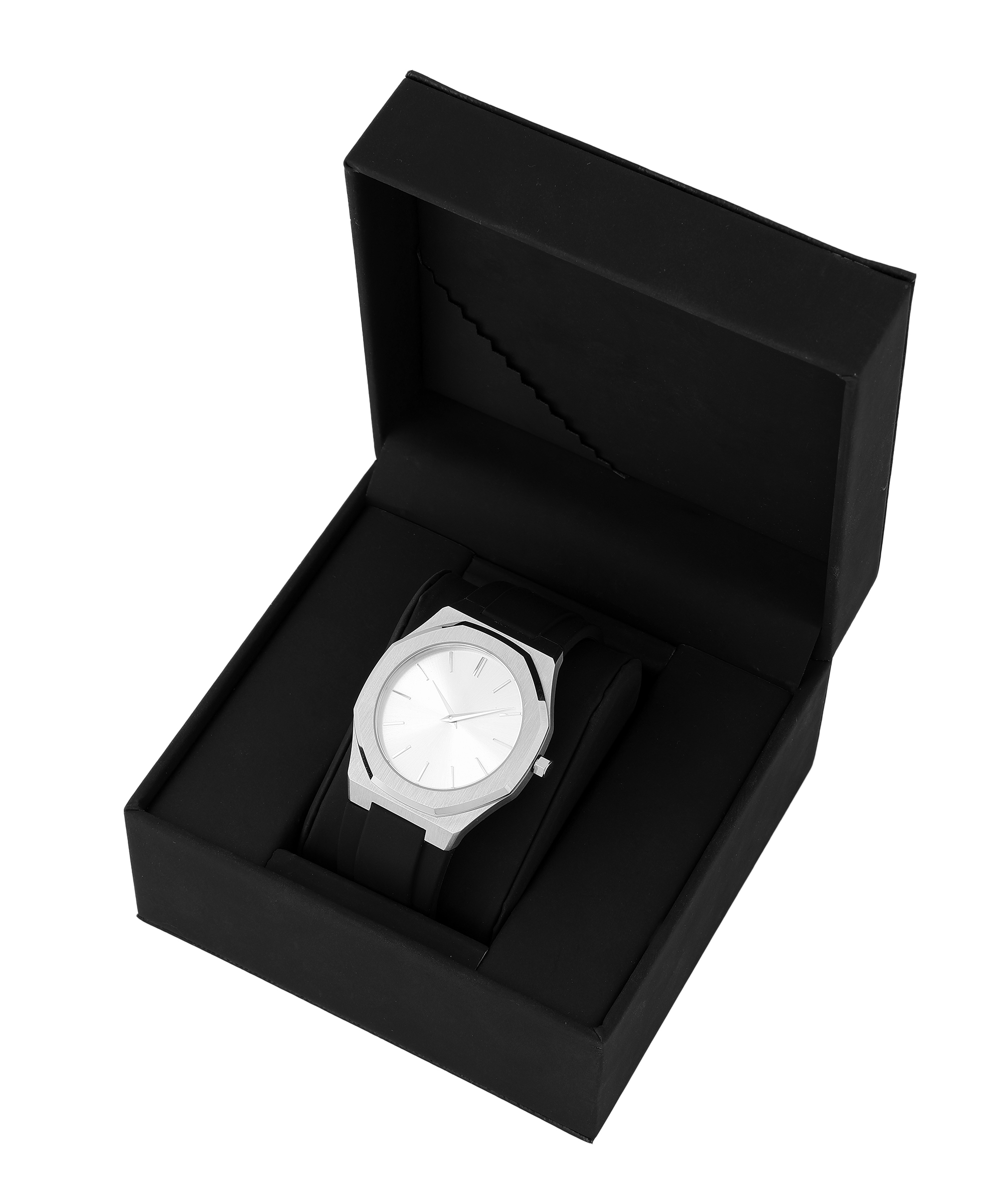 Personalized Sleek Minimalist Watch – Icy White Dial, Black Silicone Strap - Image 6