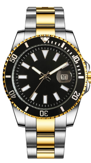 Personalized Diver Signature – Cosmic Black Dial, Steel Strap, Gold-Tone Accents, Date Magnifier