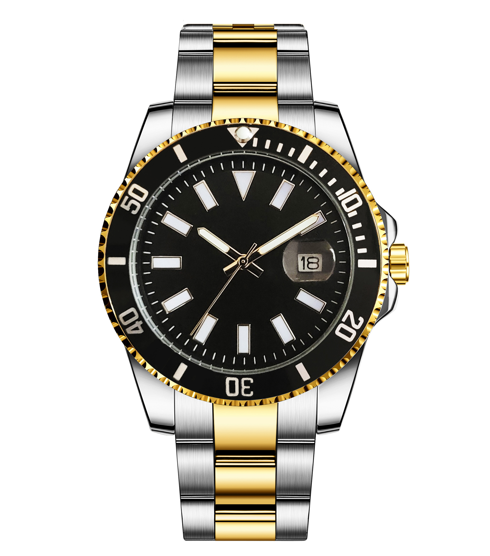 Personalized Diver Signature – Cosmic Black Dial, Steel Strap, Gold-Tone Accents, Date Magnifier