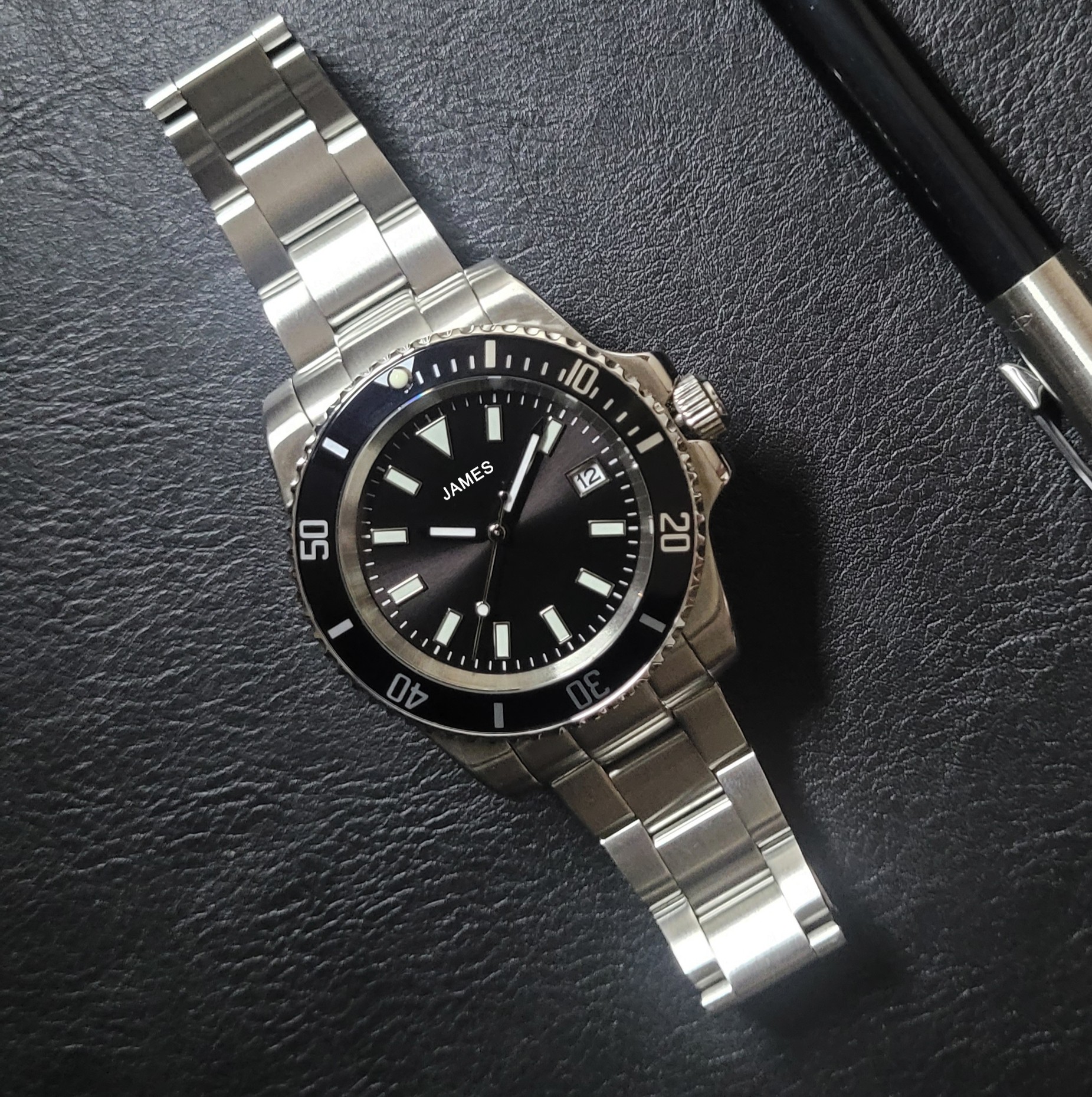 Personalized Diver Signature Pro – Cosmic Black Dial, Solid Steel Strap, Sapphire Crystal - Image 2